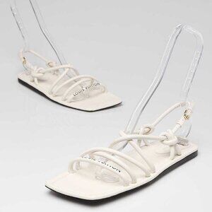 Louis Vuitton White Leather Nova Flat Sandals Size 5.5/36